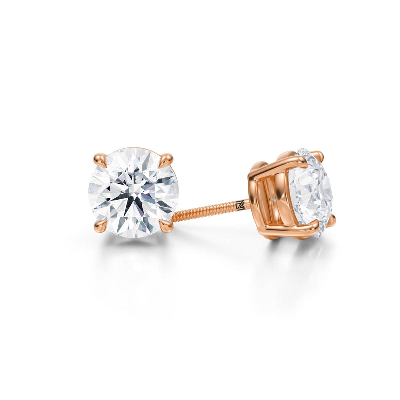 Rose gold studs with 4ct lab-grown diamonds.