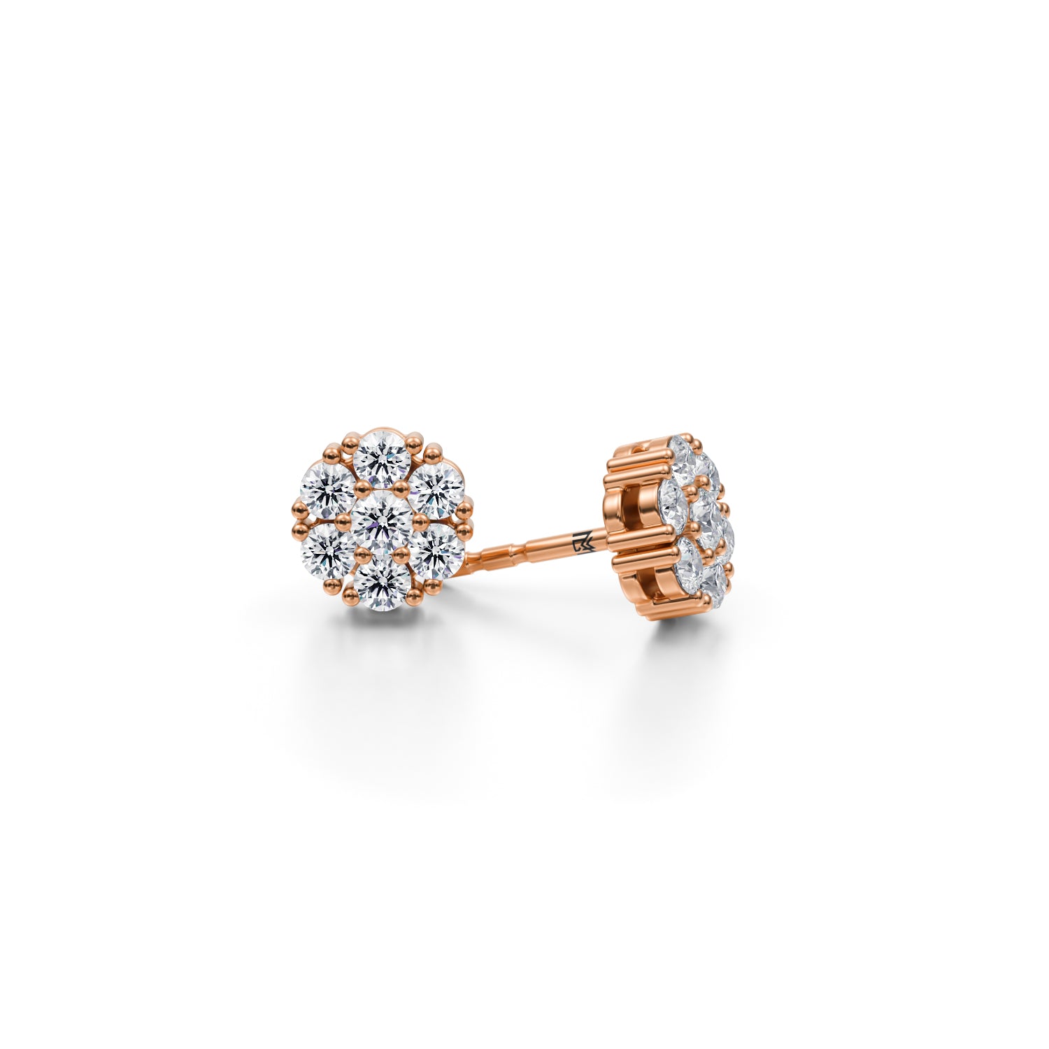 Round Cluster Stud Earrings 3/4 Carat