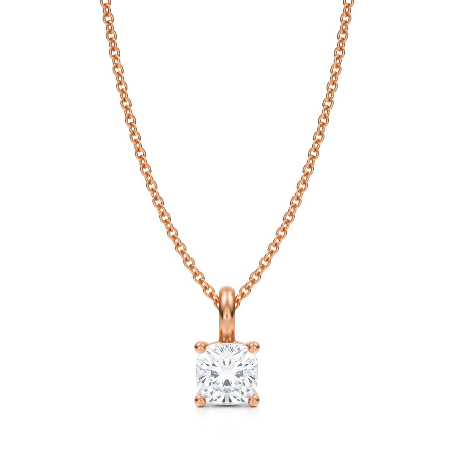 3/4 Carat Cushion Lab Grown Diamond Solitaire Pendant