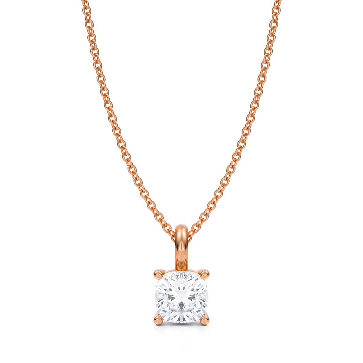 1 Carat Cushion Lab Grown Diamond Solitaire Pendant