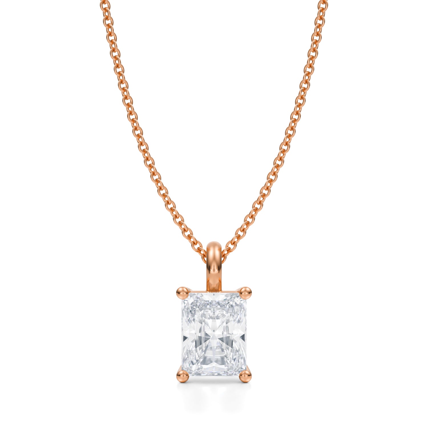 1 Carat Radiant Lab Grown Diamond Solitaire Pendant