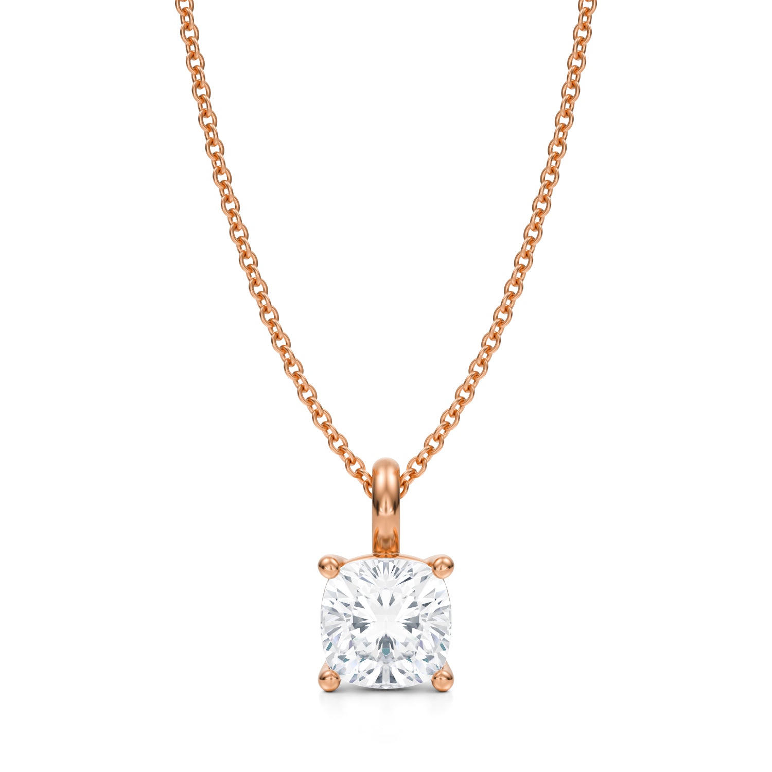 1 1/2 Carat Cushion Lab Grown Diamond Solitaire Pendant