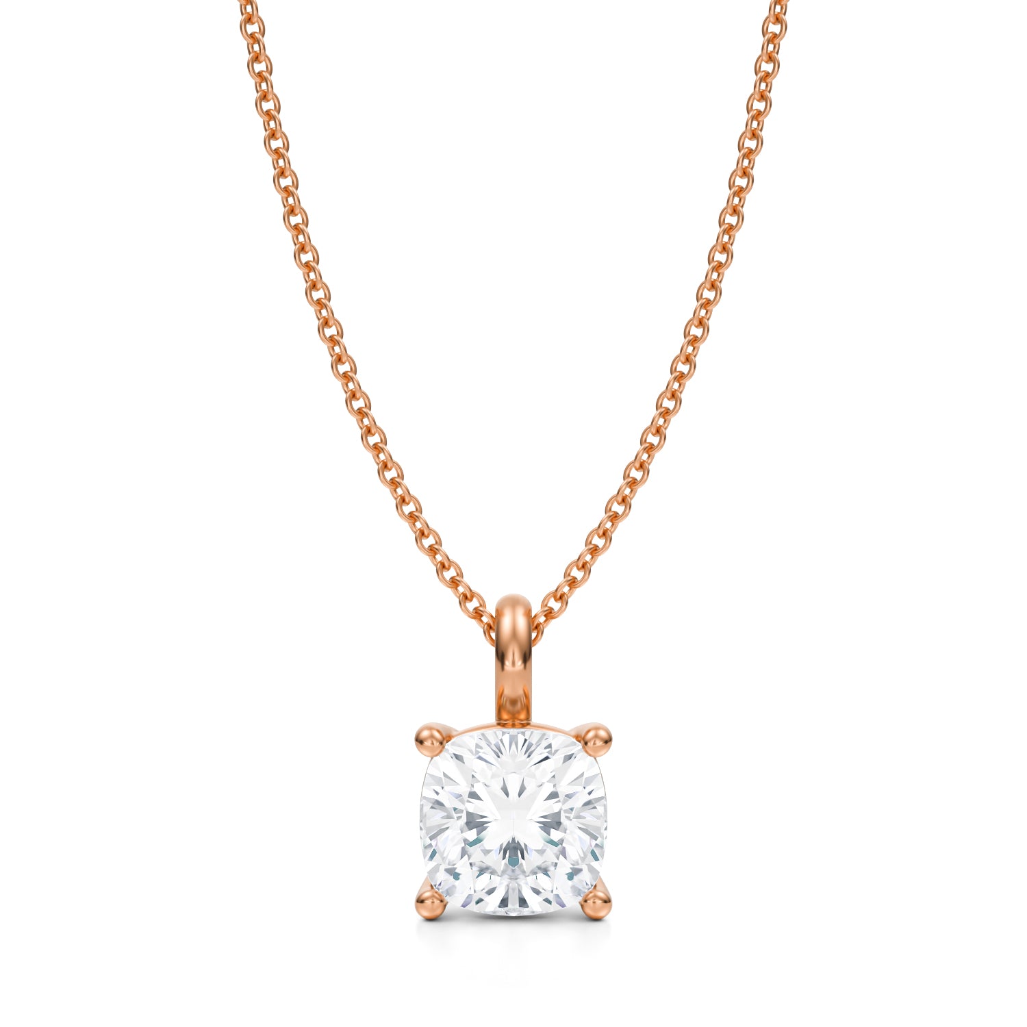 2 Carat Cushion Lab Grown Diamond Solitaire Pendant