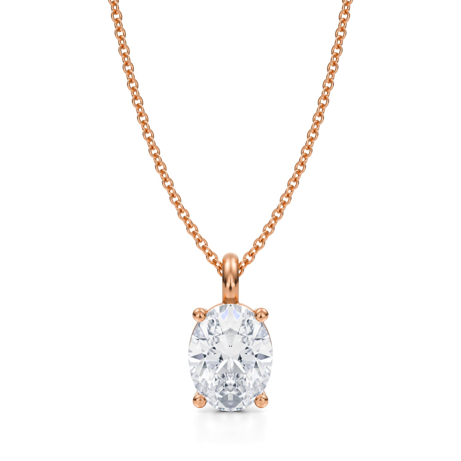 2 Carat Oval Lab Grown Diamond Solitaire Pendant