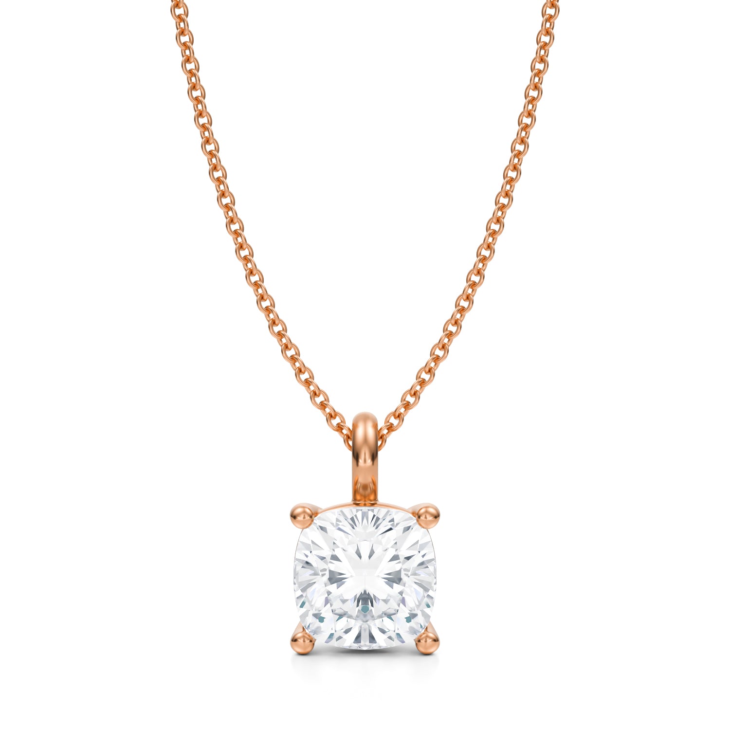 2 1/2 Carat Cushion Lab Grown Diamond Solitaire Pendant