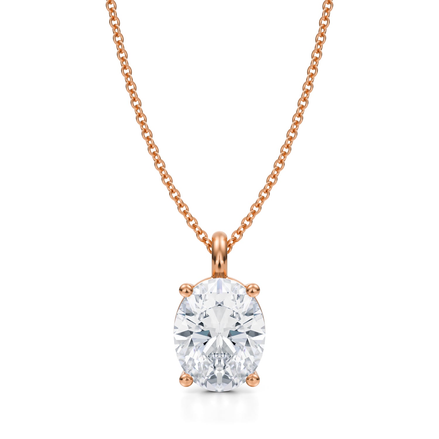 2 1/2 Carat Oval Lab Grown Diamond Solitaire Pendant