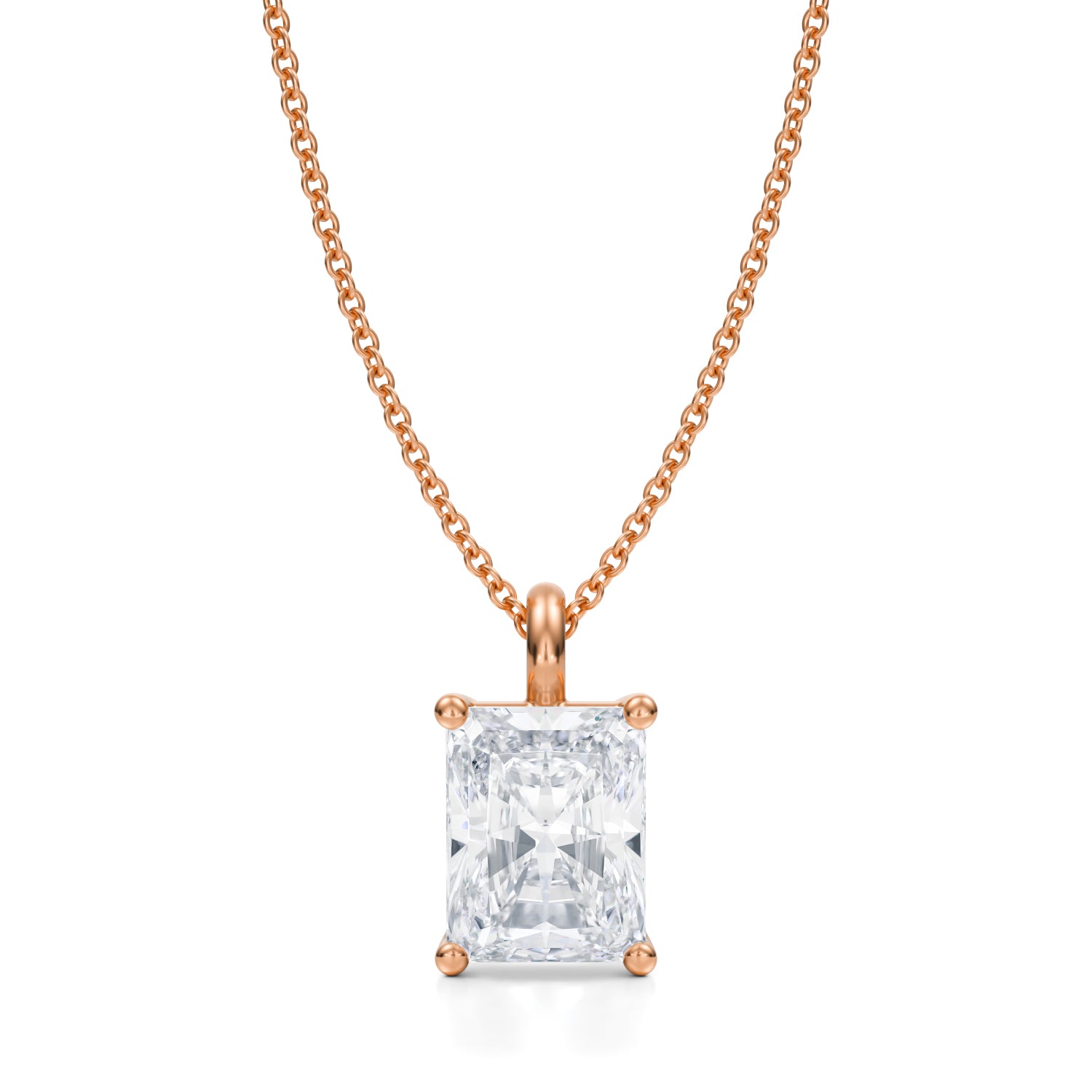 2 1/2 Carat Radiant Lab Grown Diamond Solitaire Pendant