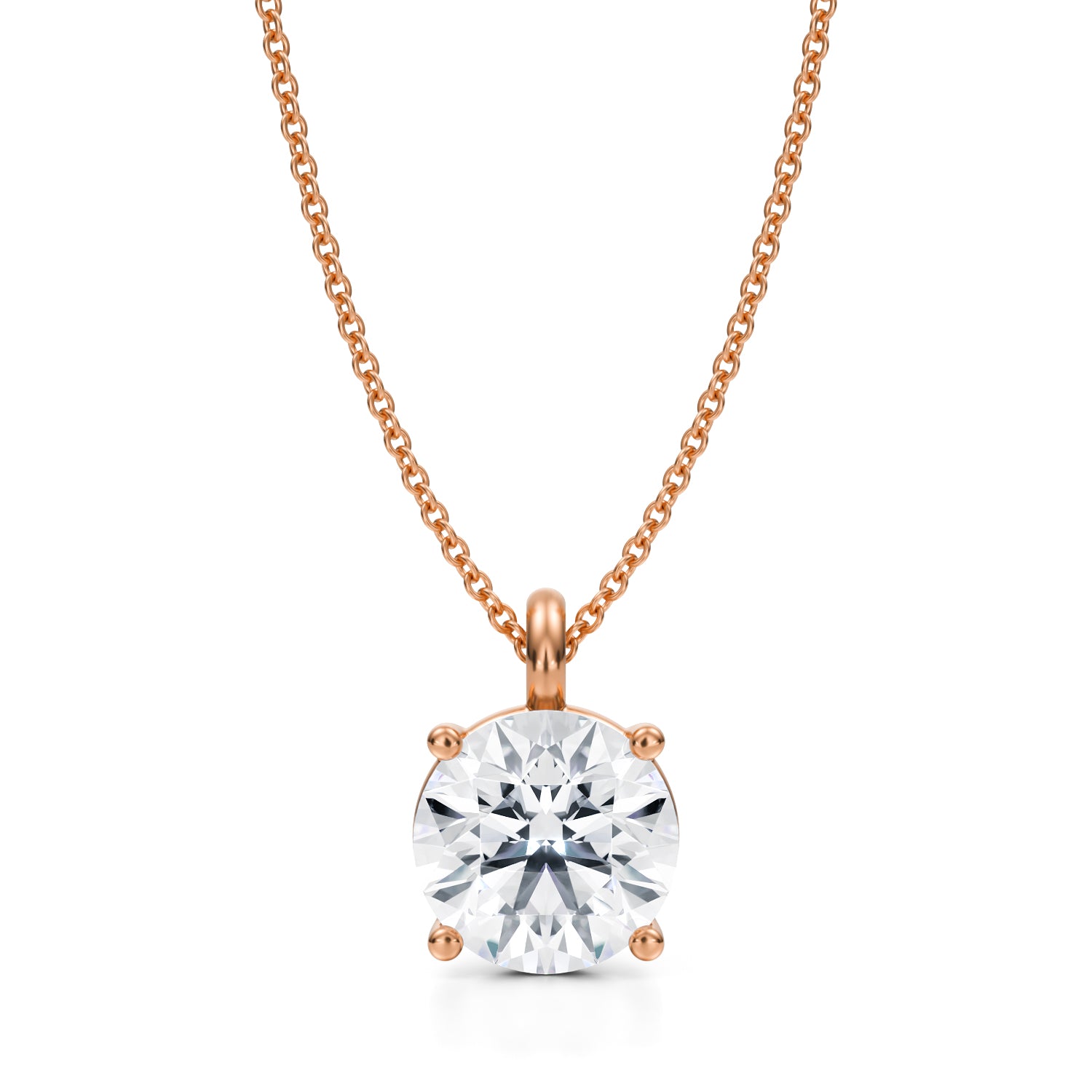 3 Carat Round Lab Grown Diamond Solitaire Pendant