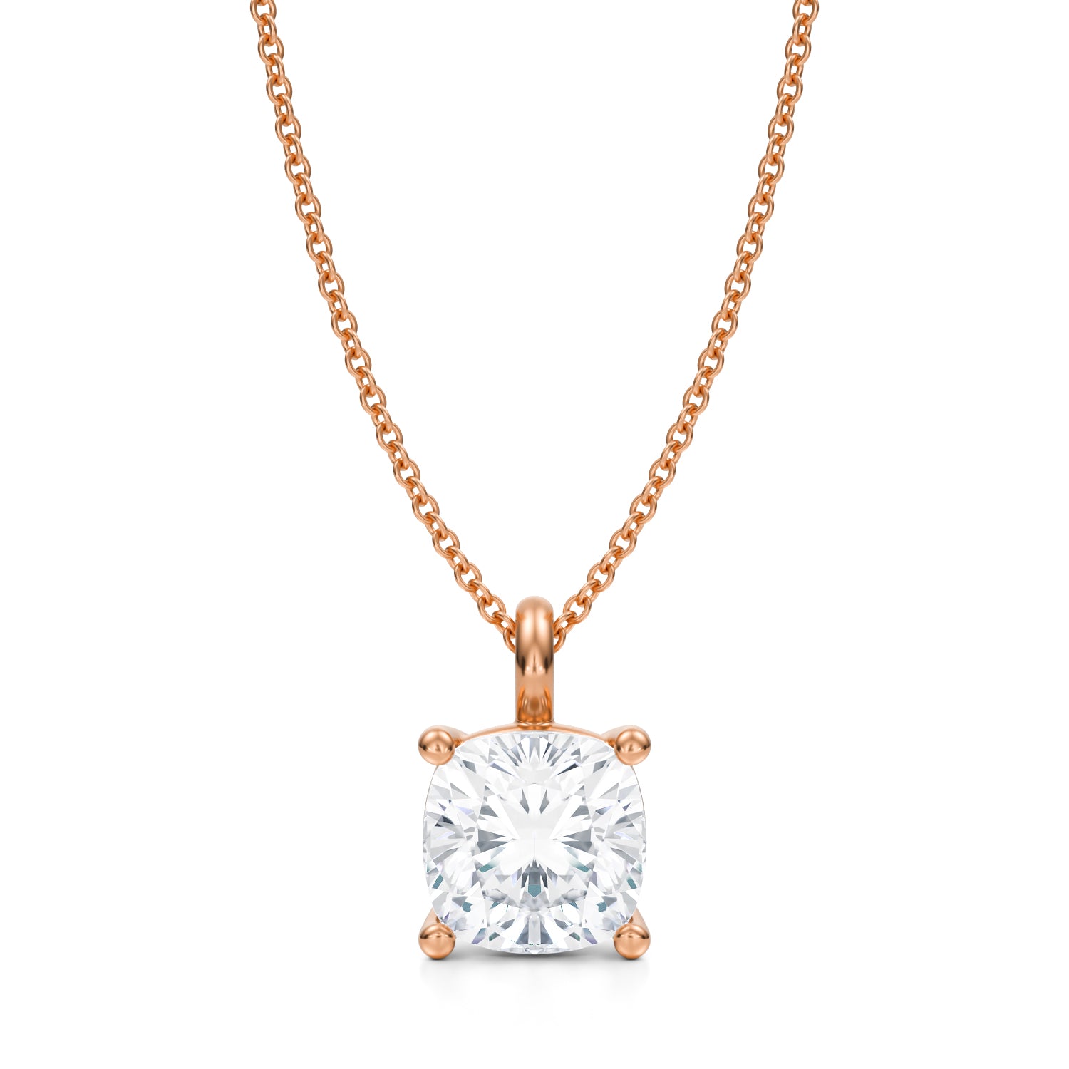 3 Carat Cushion Lab Grown Diamond Solitaire Pendant