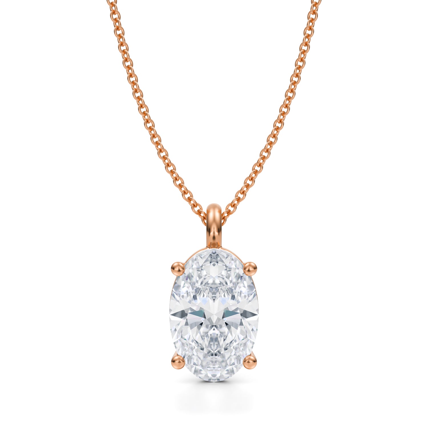 3 Carat Oval Lab Grown Diamond Solitaire Pendant