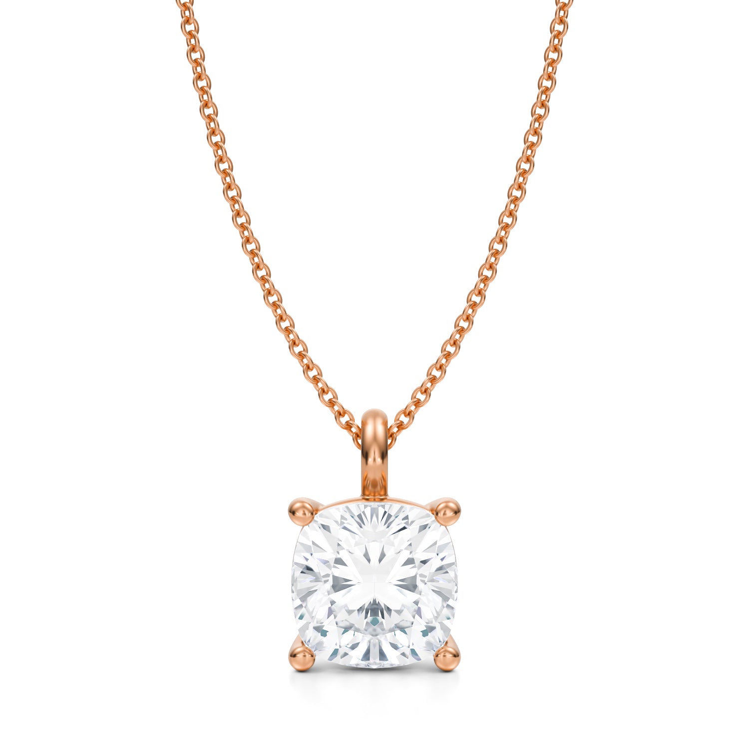 3 1/2 Carat Cushion Lab Grown Diamond Solitaire Pendant