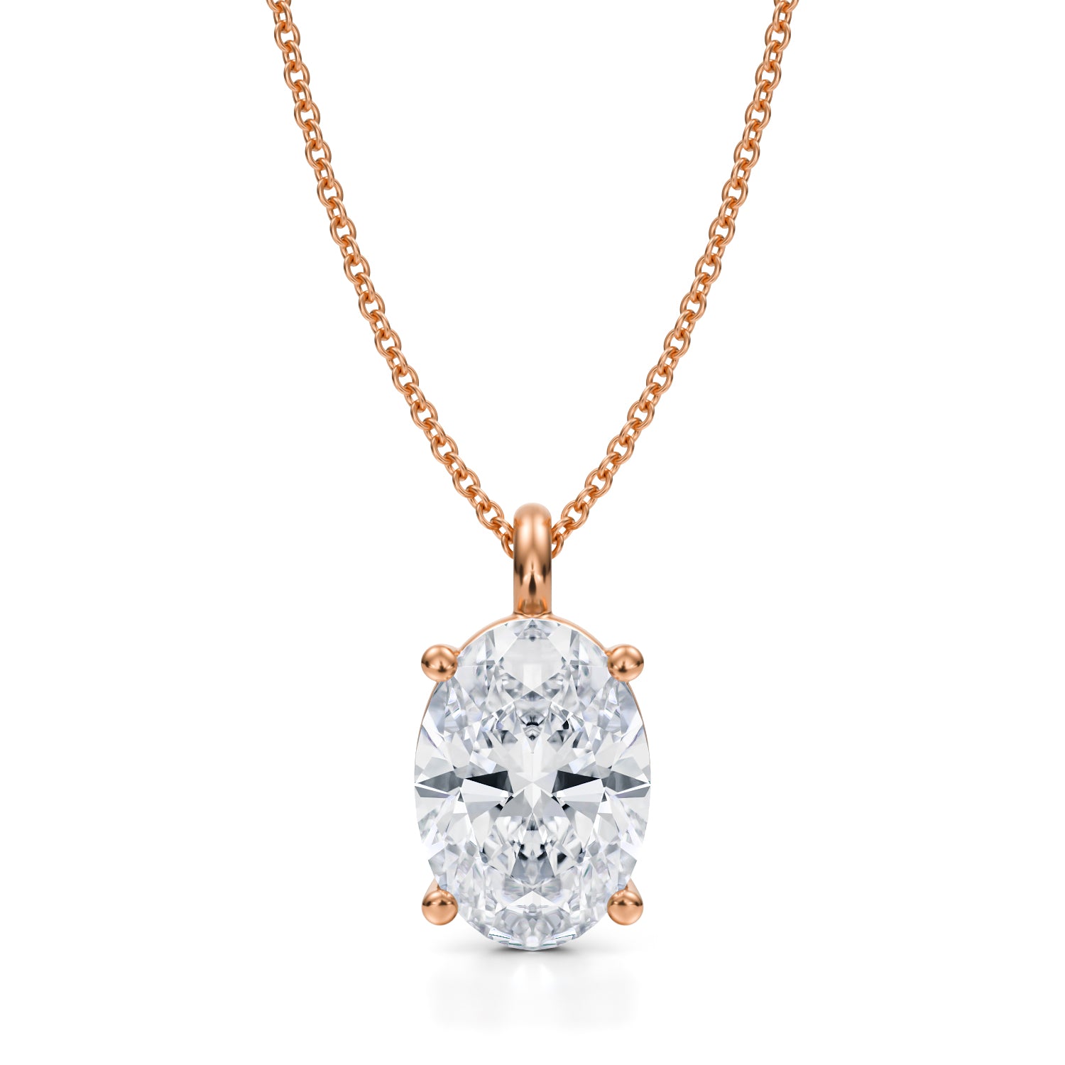 3 1/2 Carat Oval Lab Grown Diamond Solitaire Pendant