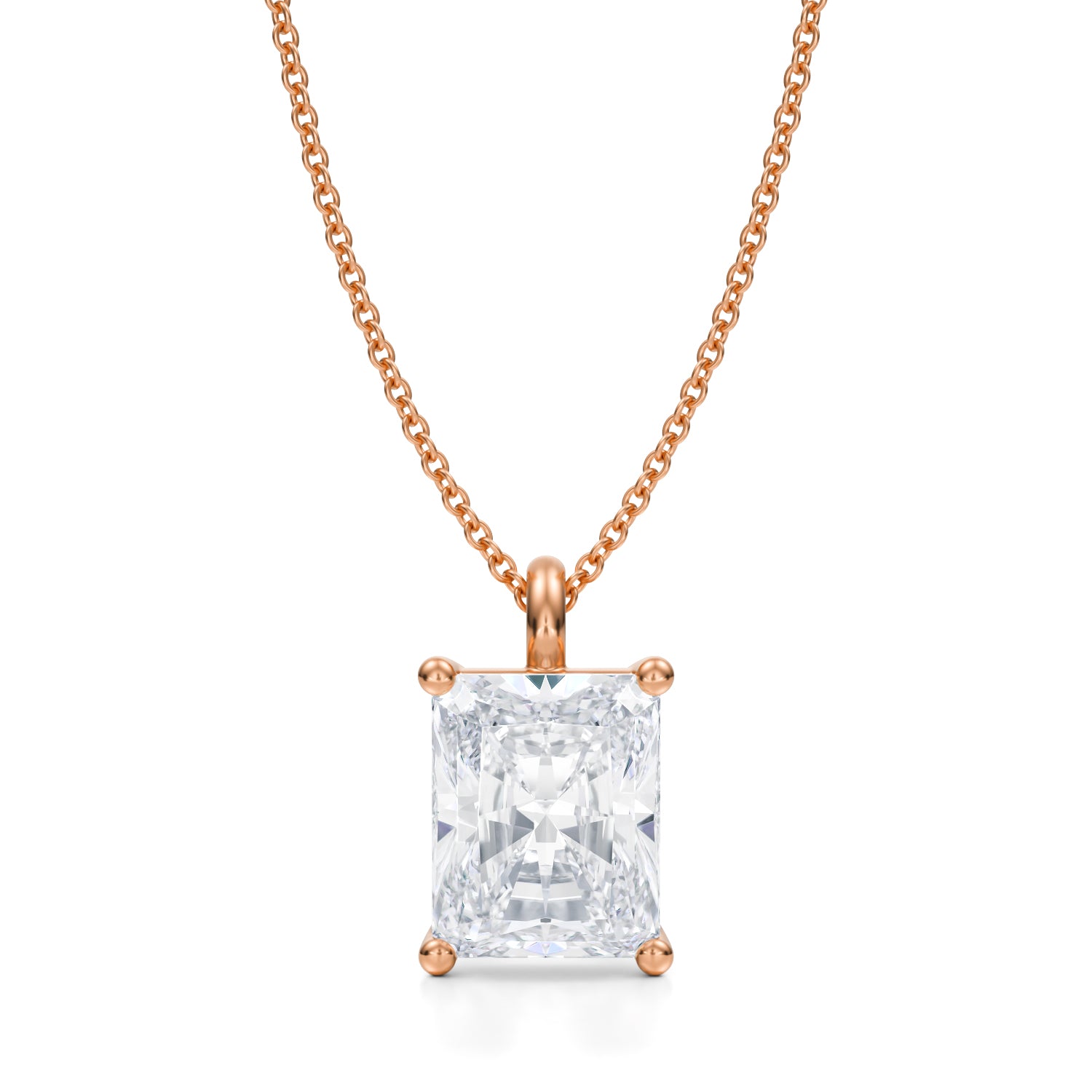 3 1/2 Carat Radiant Lab Grown Diamond Solitaire Pendant