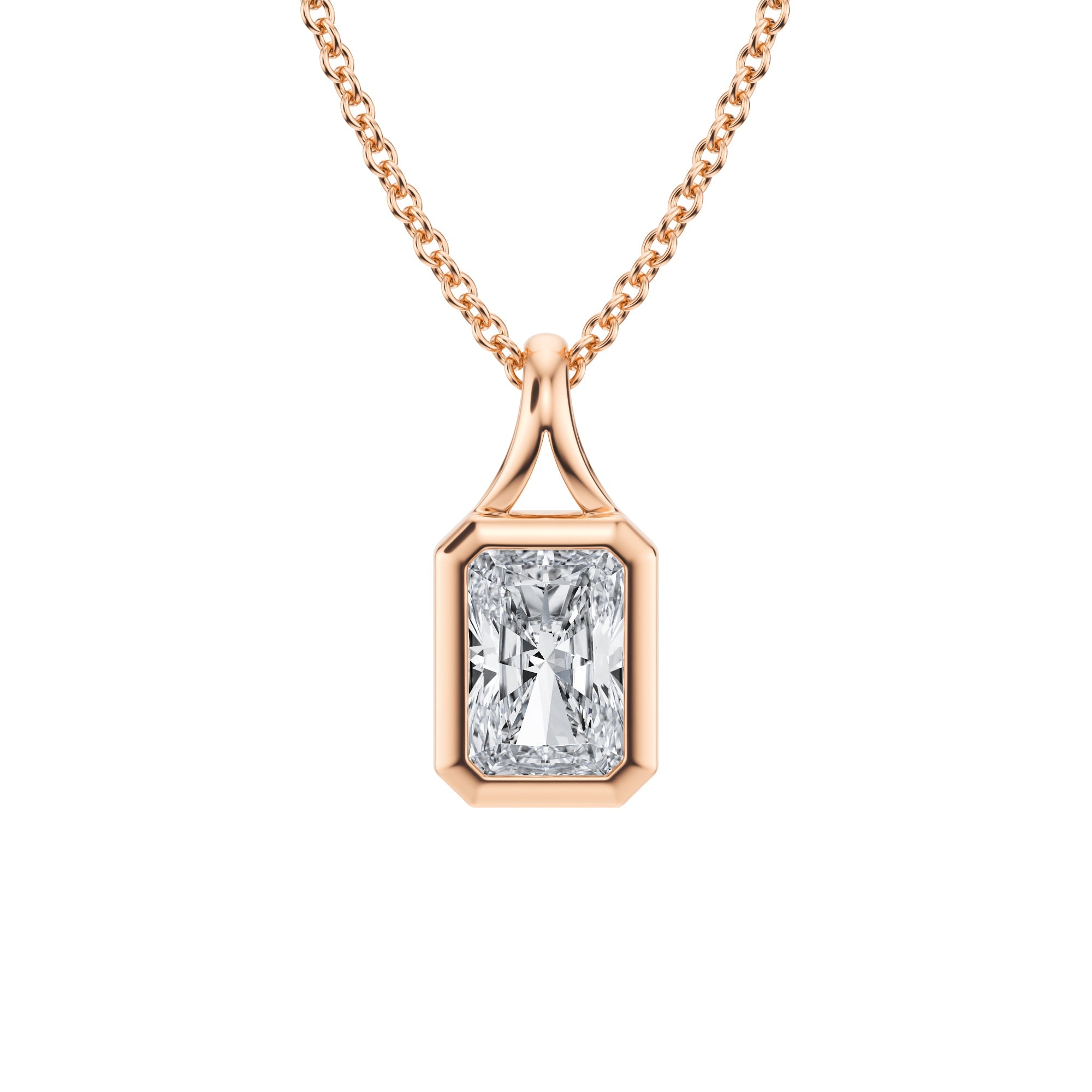 Mesmerizing 3 carat lab-grown diamond solitaire pendant, meticulously basket set on a platinium necklace.