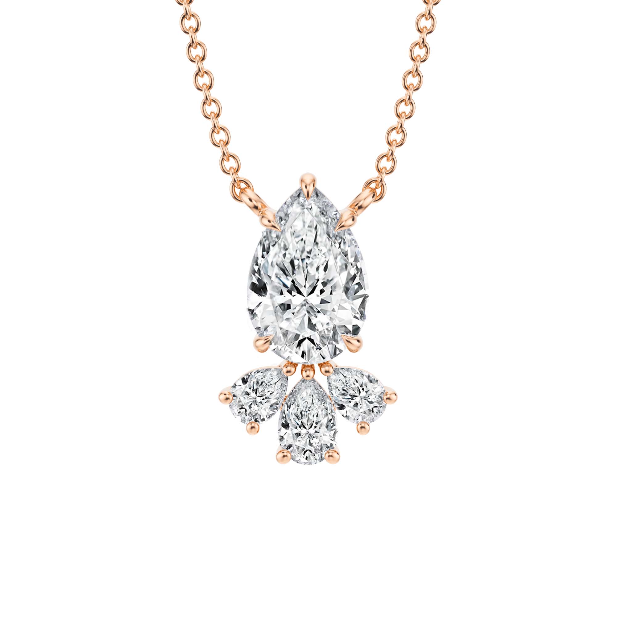 2 Carat Pear Royal Marquise Cluster Pendant