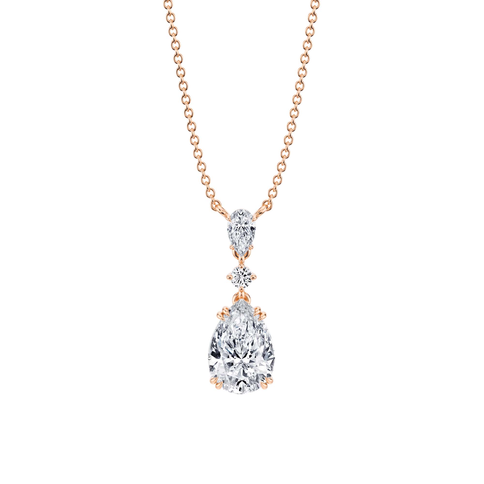 Pear Alternating 3 Stone Diamond Necklace - 2 Carat