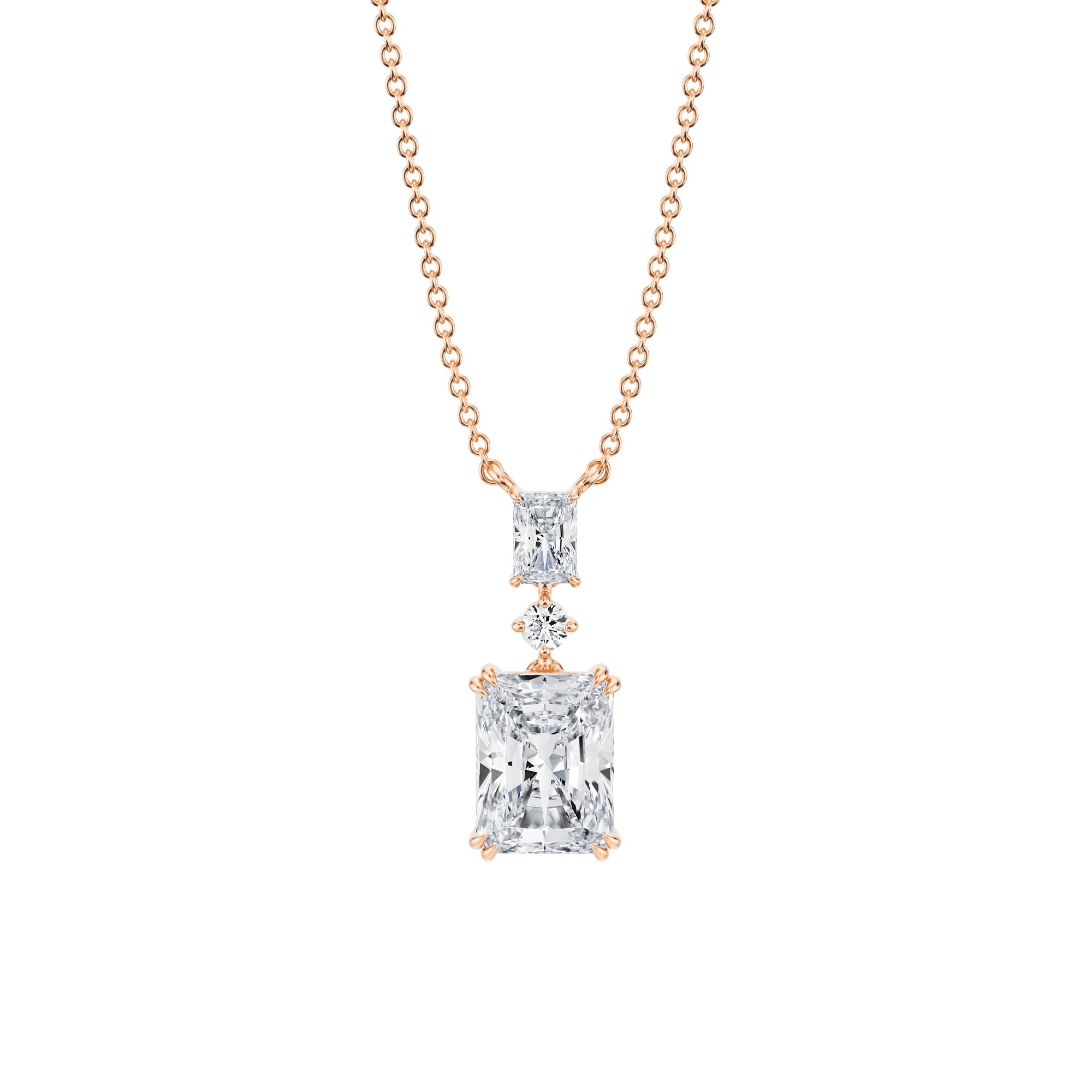 Radiant Alternating 3 Stone Diamond Necklace - 2 Carat