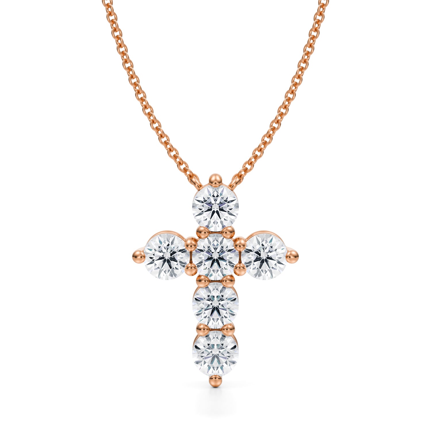 1.5 Carat Round Cross Lab Grown Diamond Pendant Necklace