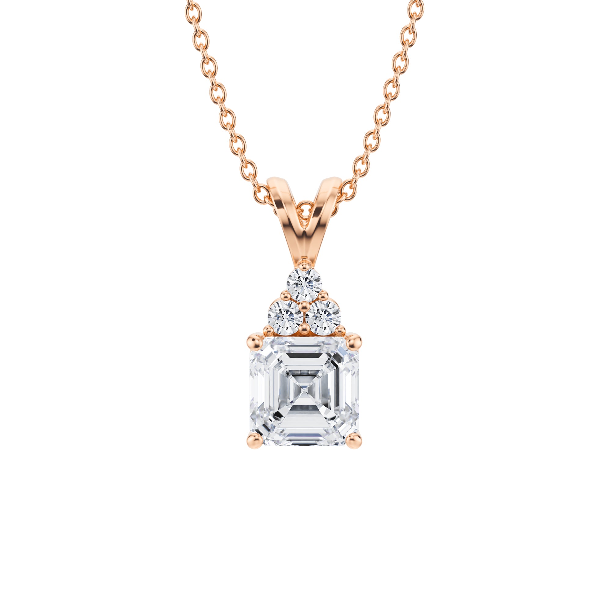 Asscher Cut Royal Round Cluster Pendant