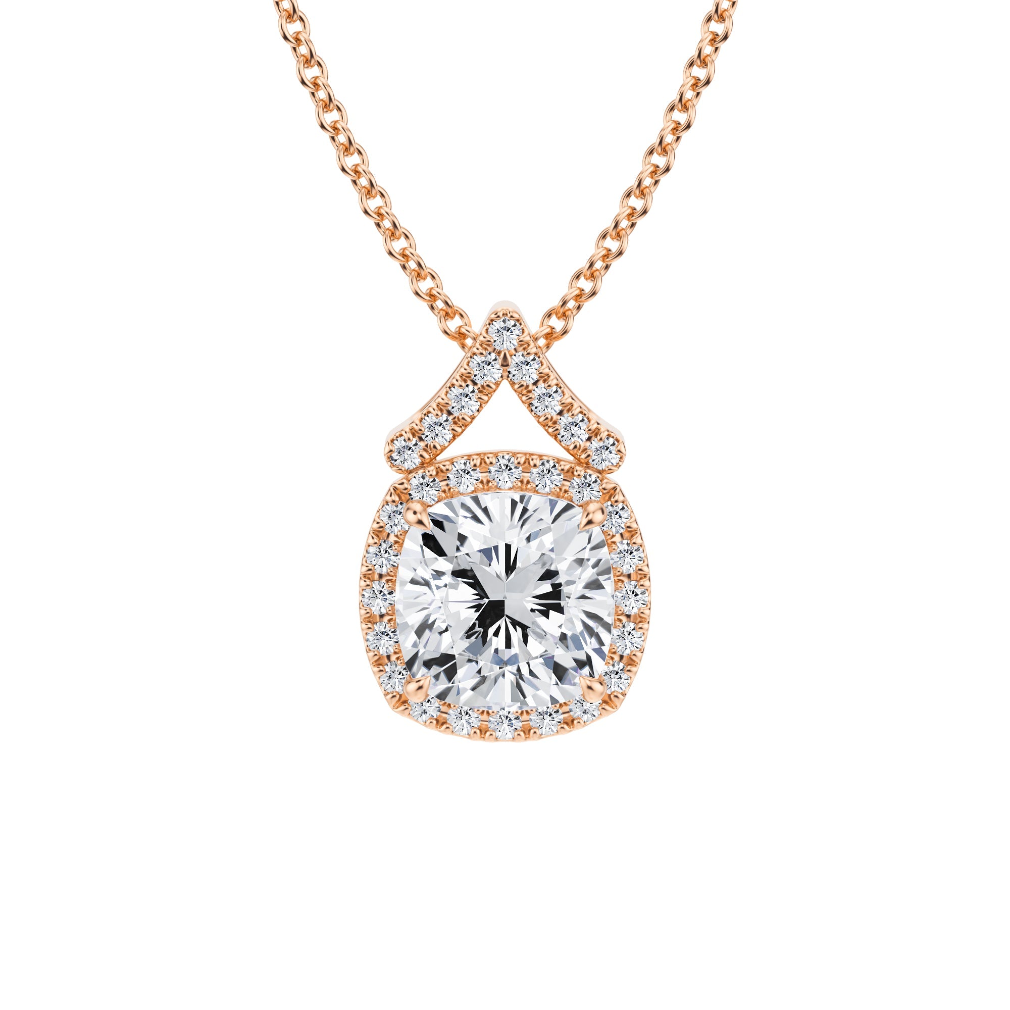 1 1/2 Carat Cushion Halo Pendants