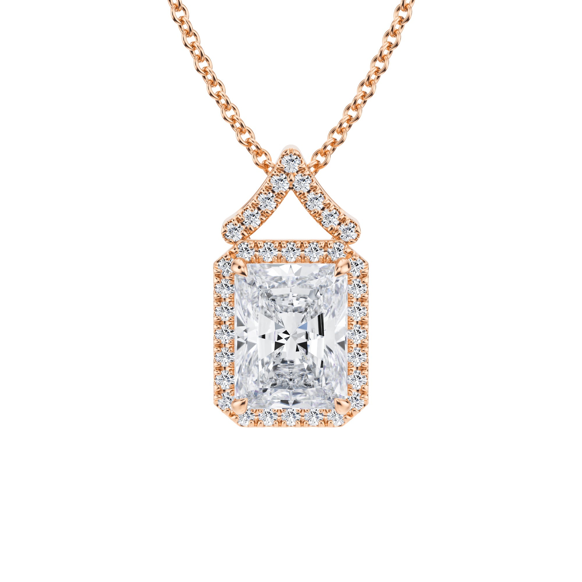 1 1/2 Carat Radiant Halo Pendants