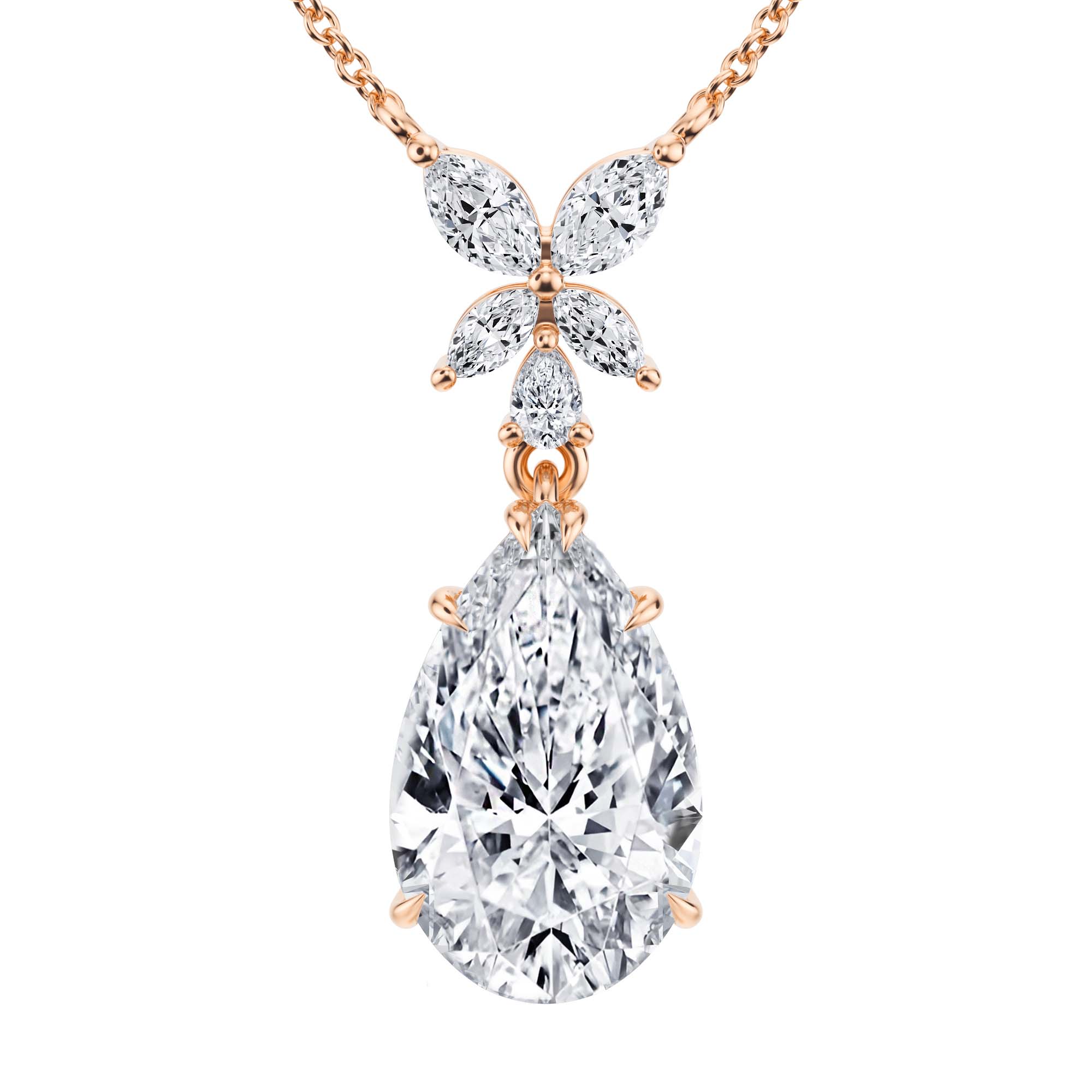 Pear And Marquise Pendant Necklace 4.5 Carat