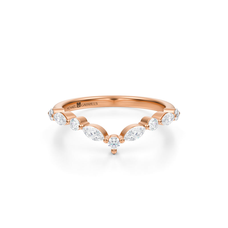 Round & Marquise Curved Diamond Ring