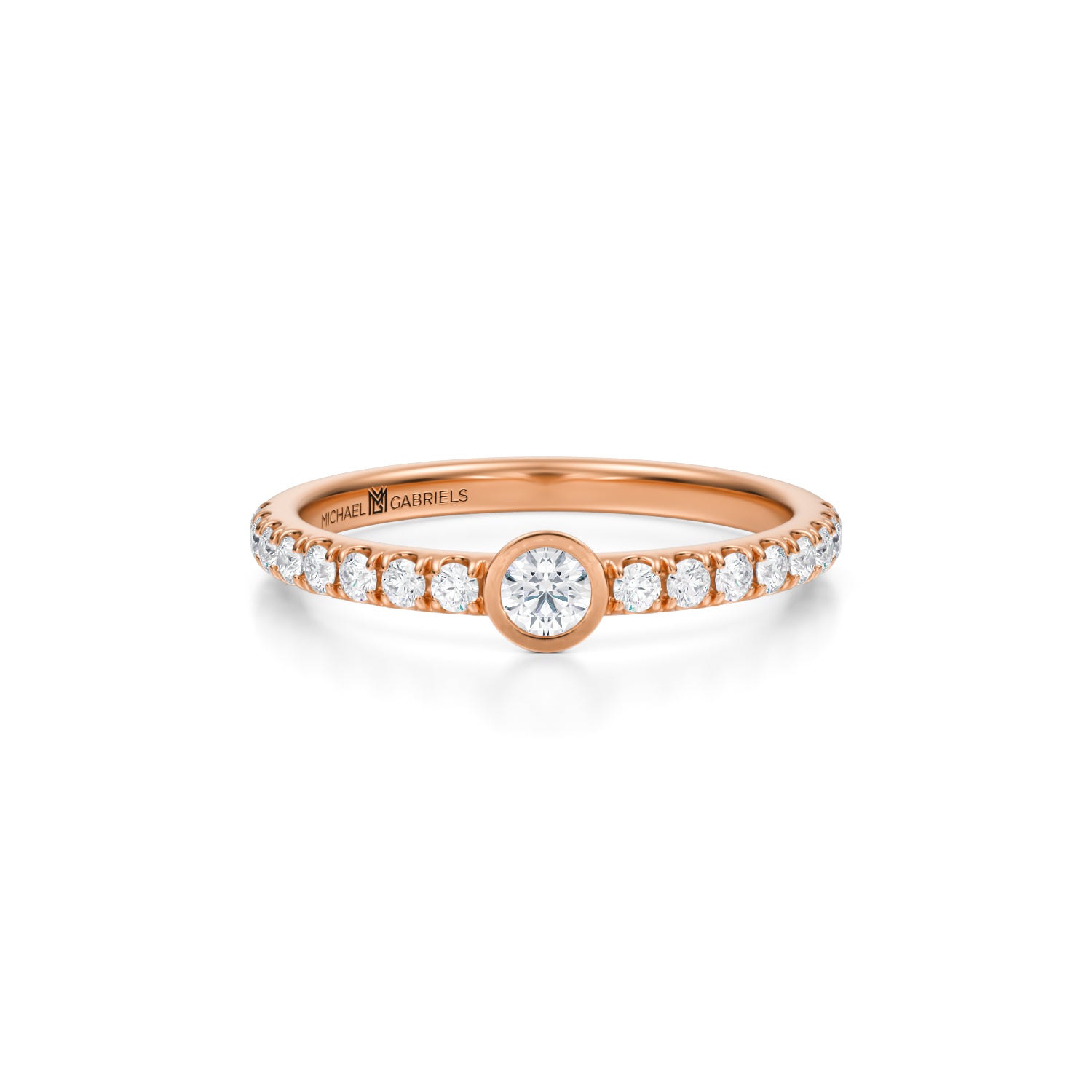 Round Bezel Stackable Pave Ring