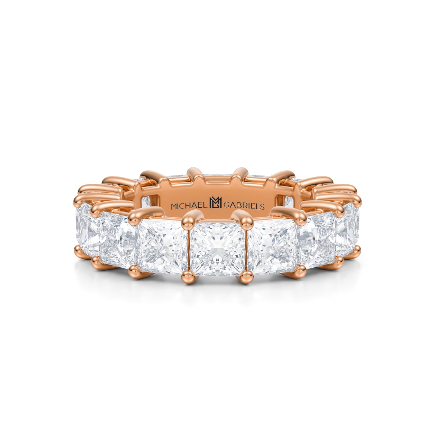 6 Carat Princess Cut Lab Grown Diamond Basket Eternity Band