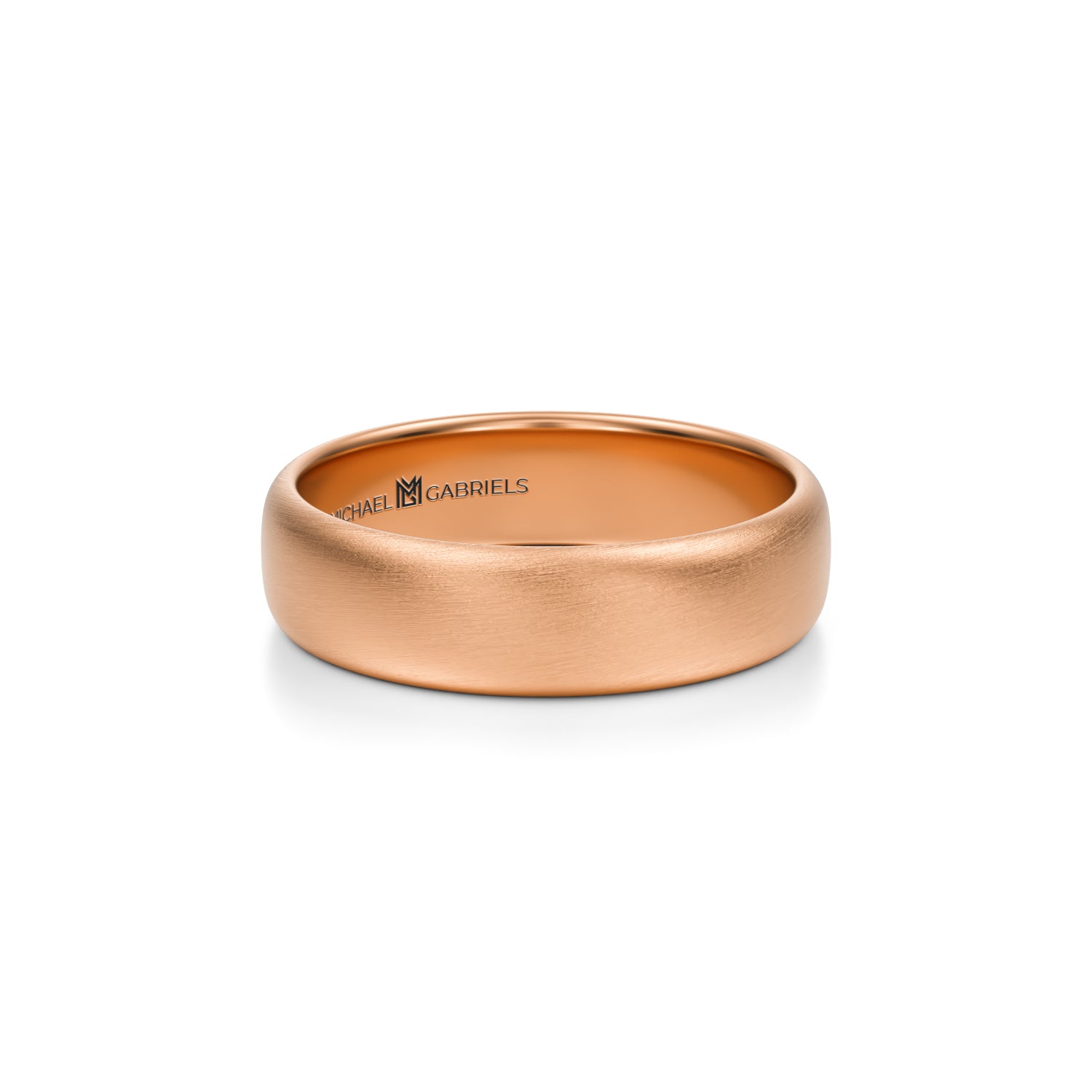 Rose gold matte wedding band for men, 5mm.