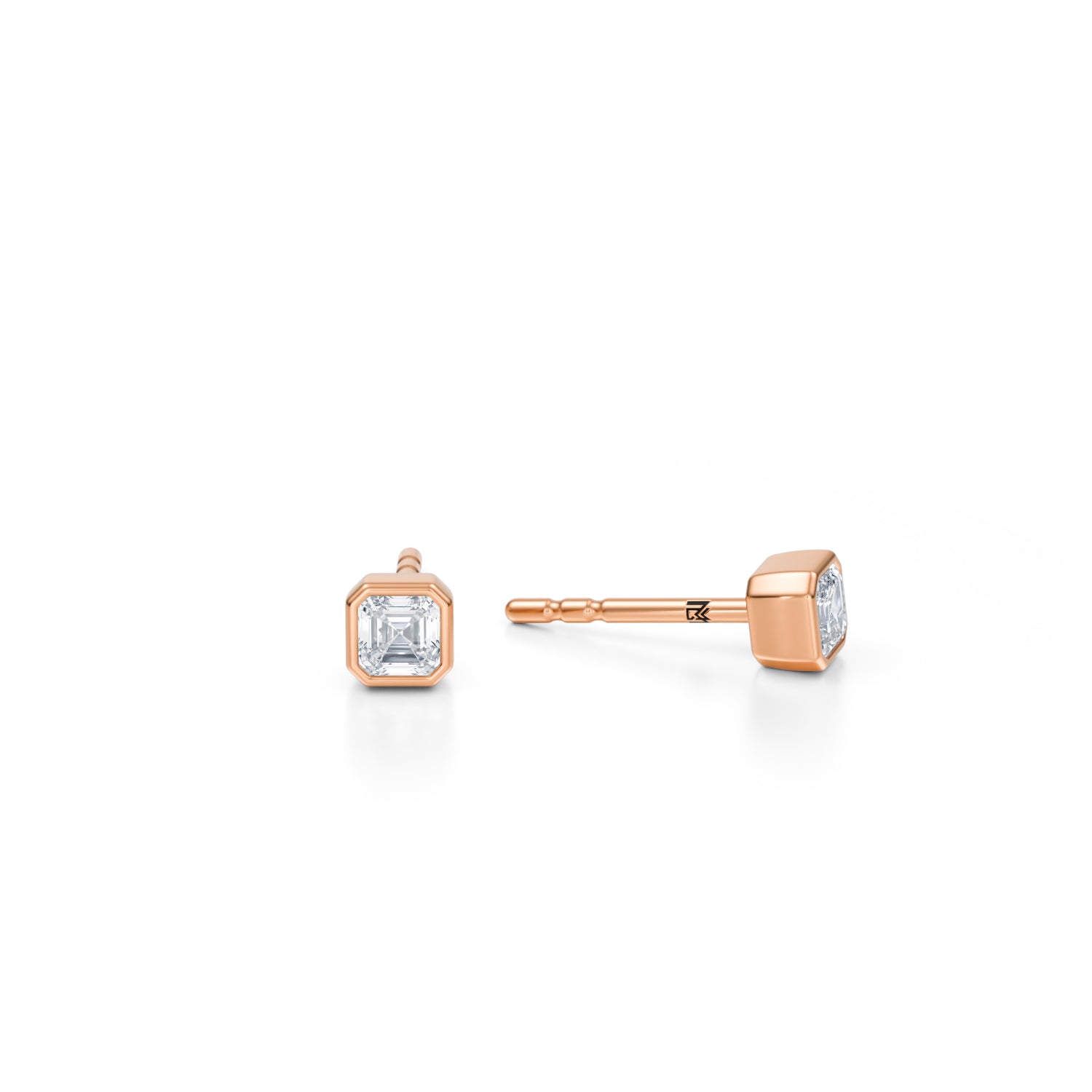 Asscher Cut Bezel Stud Lab Grown Diamond Earrings