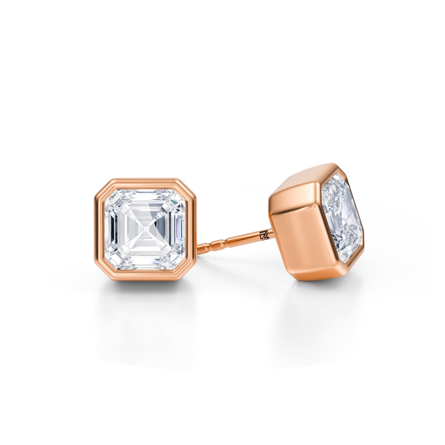 5 Carat Asscher Cut Bezel Stud Lab Grown Diamond Earrings