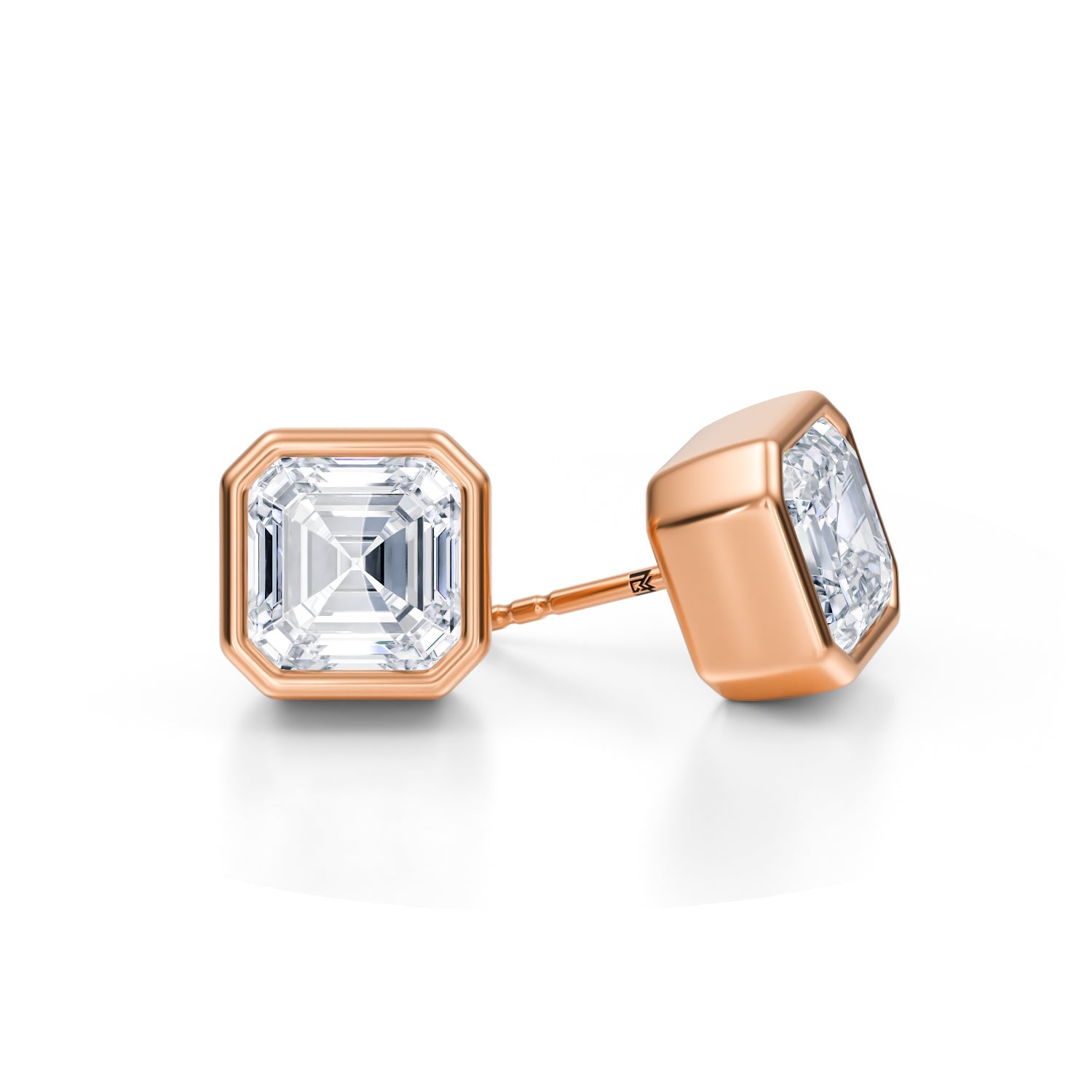 6 Carat Asscher Cut Bezel Stud Lab Grown Diamond Earrings