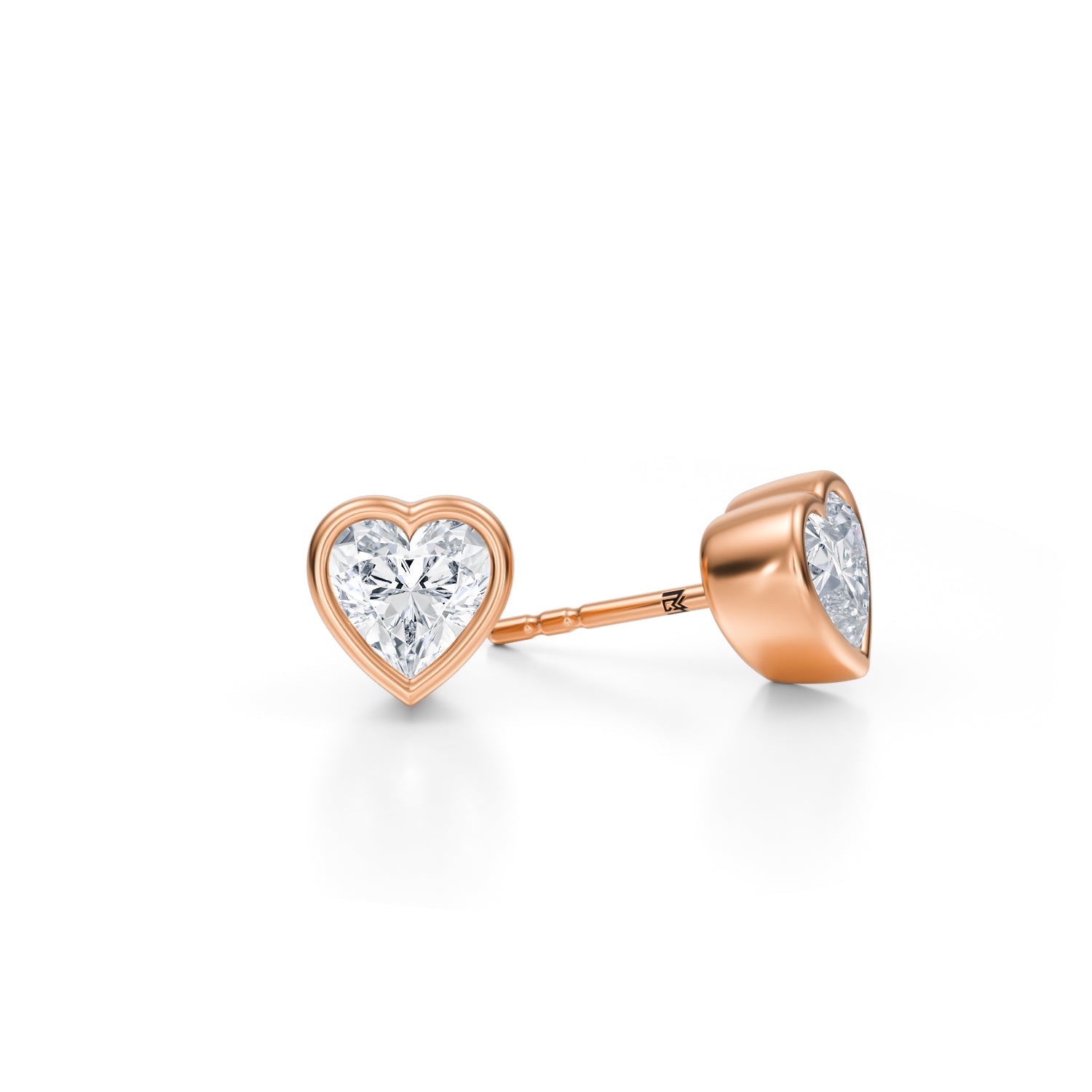 1.50 Carat Heart Shape Bezel Stud Lab Grown Diamond Earrings