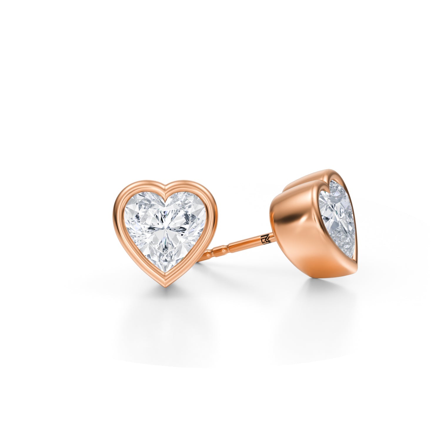 3 Carat Heart Shape Bezel Stud Lab Grown Diamond Earrings