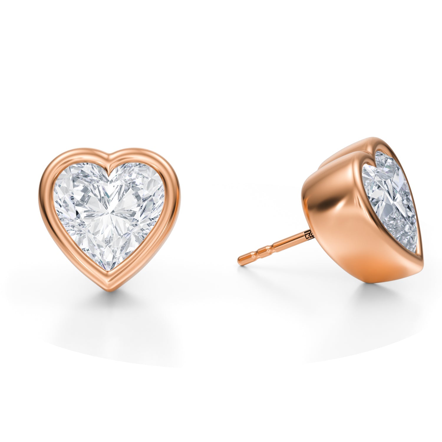 7 Carat Heart Shape Bezel Stud Lab Grown Diamond Earrings