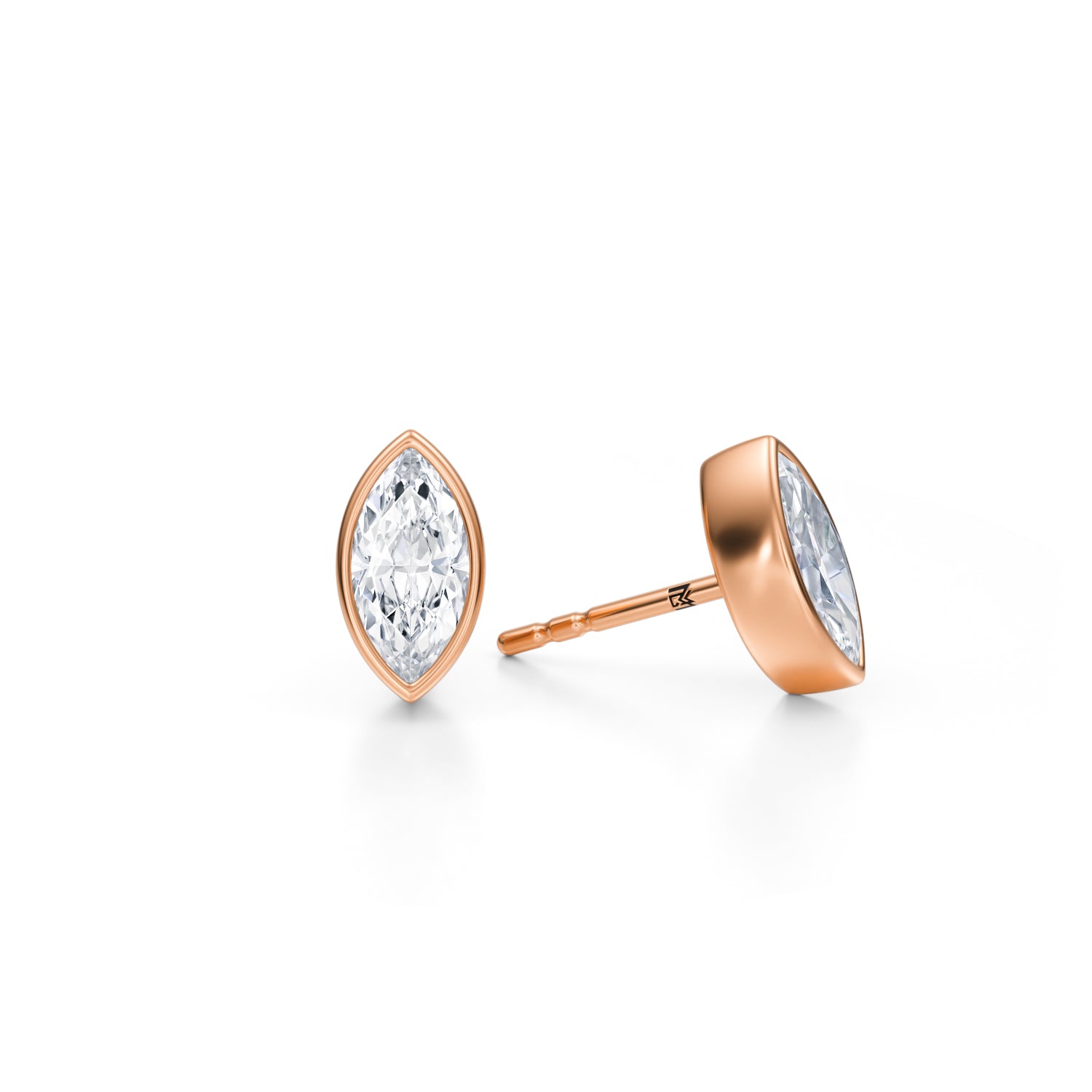 1.50 Carat Marquise Bezel Stud Lab Grown Diamond Earrings