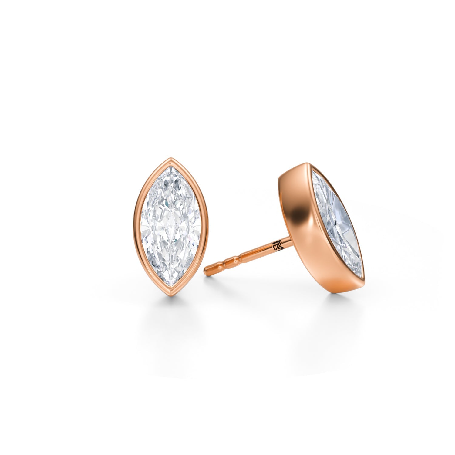 2.5 Carat Marquise Bezel Stud Lab Grown Diamond Earrings