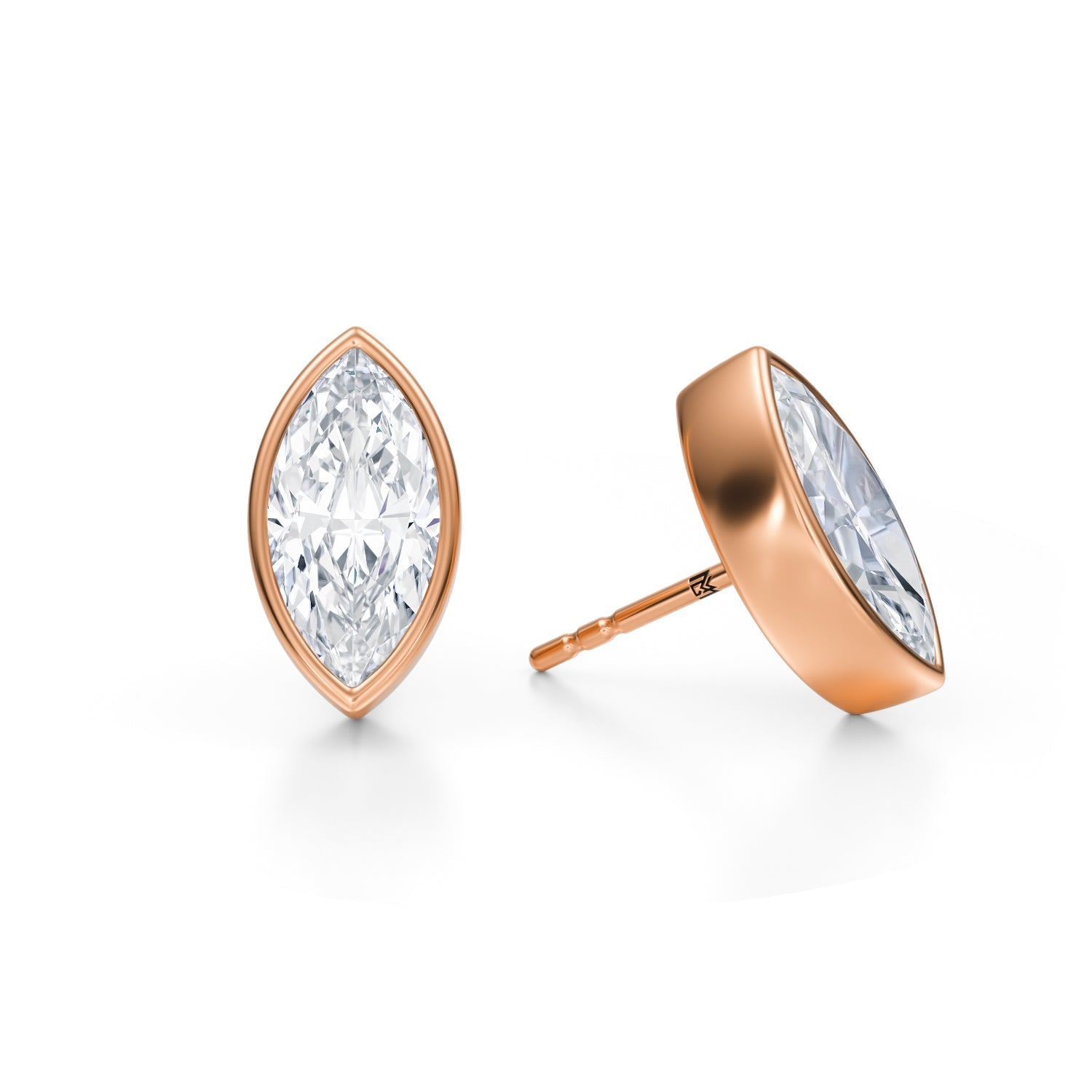 4 Carat Marquise Bezel Stud Lab Grown Diamond Earrings