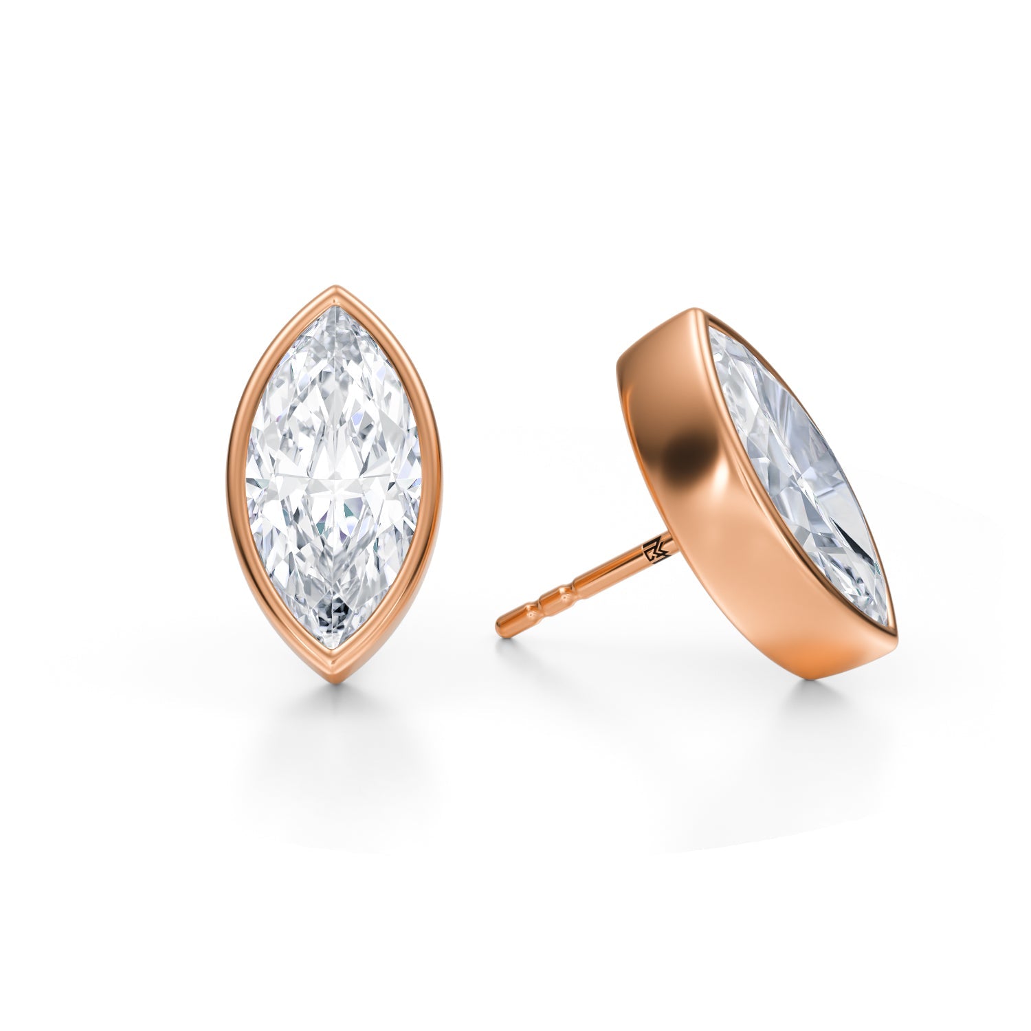 5 Carat Marquise Bezel Stud Lab Grown Diamond Earrings