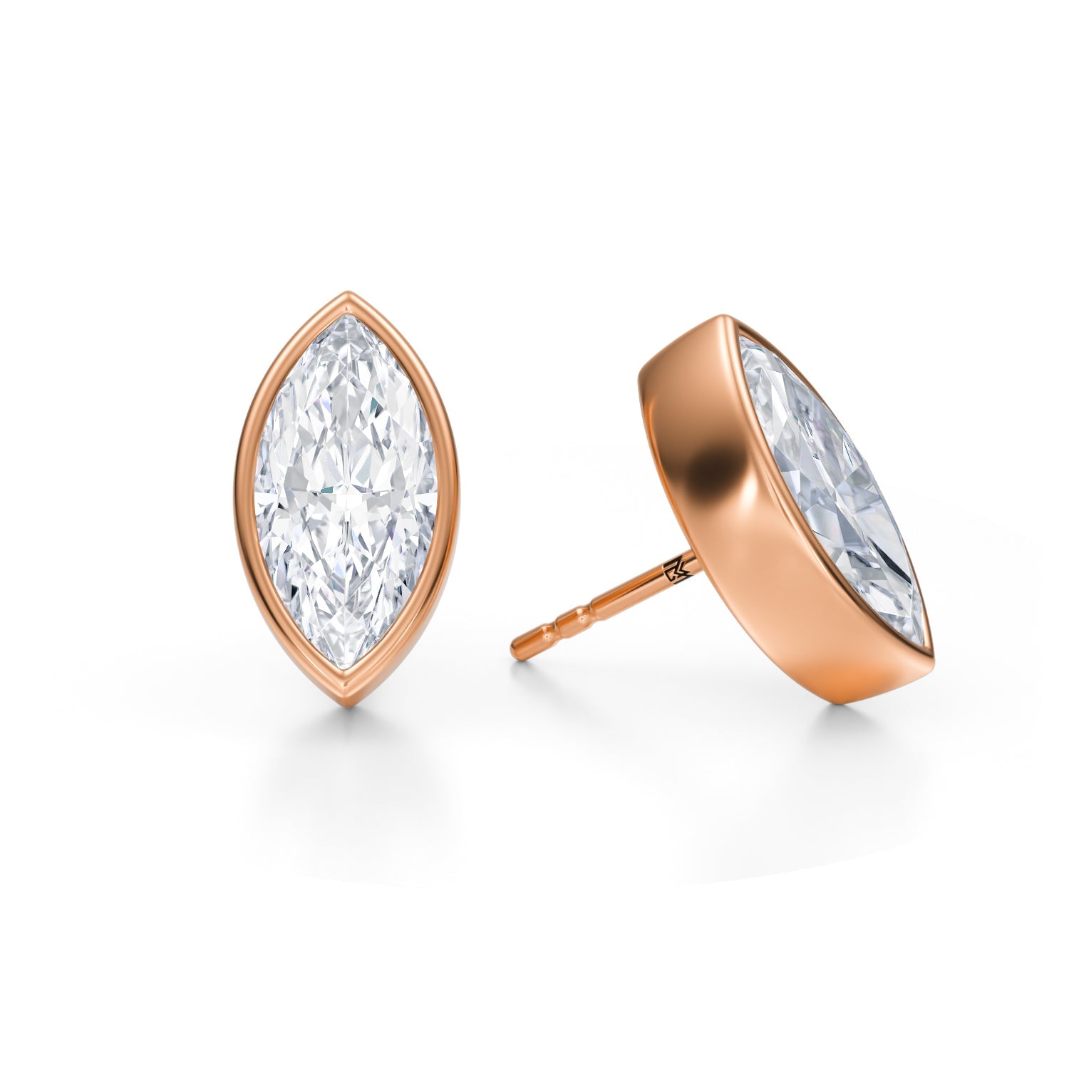 6 Carat Marquise Bezel Stud Lab Grown Diamond Earrings