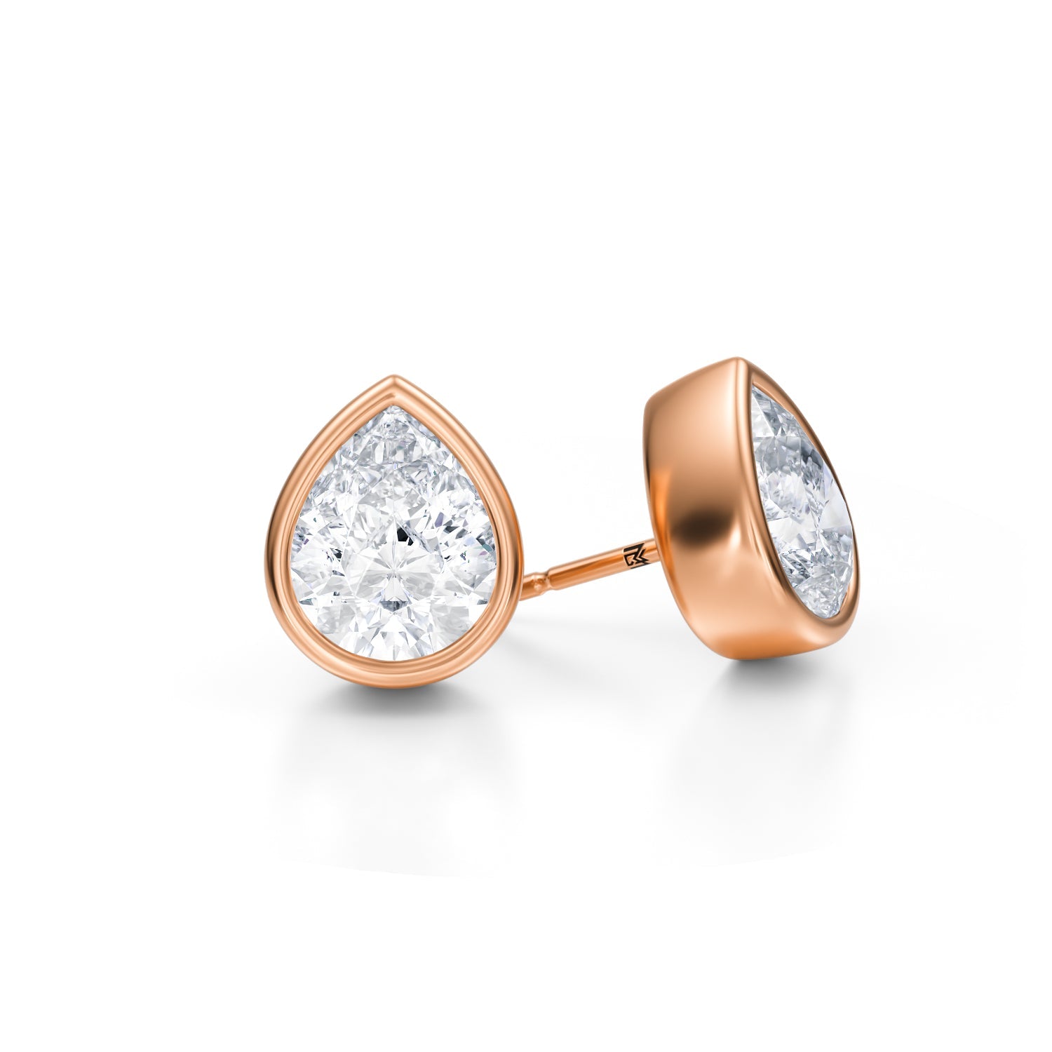 5 Carat Pear Bezel Stud Lab Grown Diamond Earrings