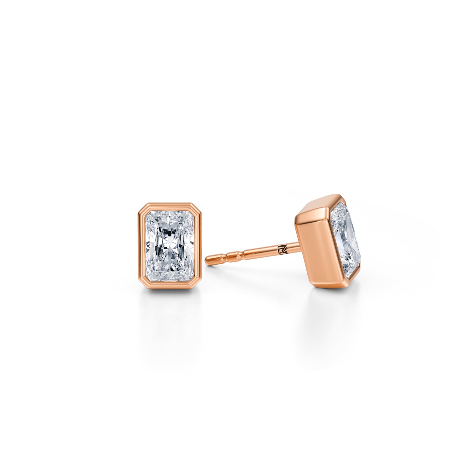 1.50 Carat Radiant Bezel Stud Lab Grown Diamond Earrings