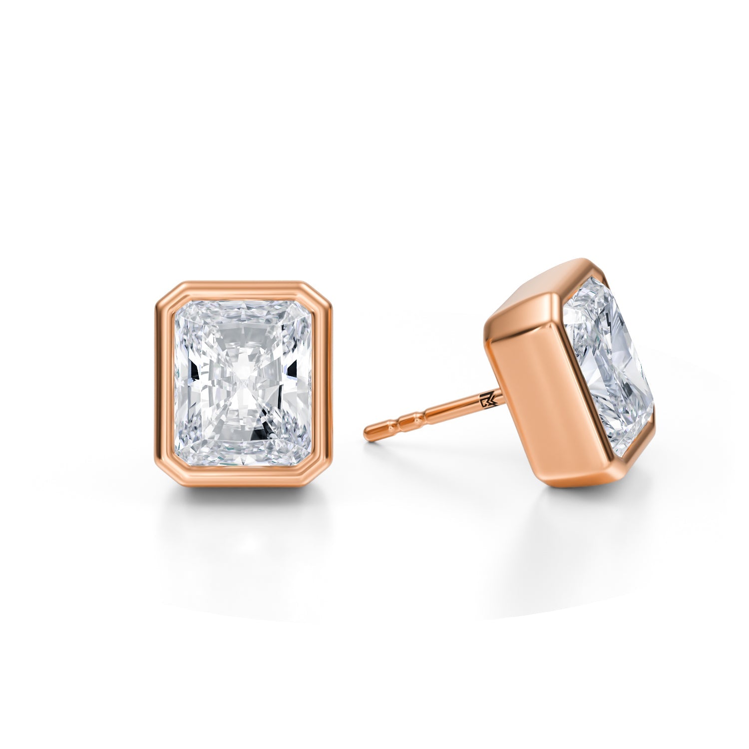 6 Carat Radiant Bezel Stud Lab Grown Diamond Earrings