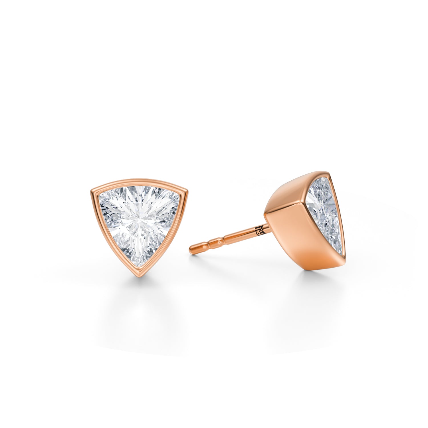 2 Carat Trillion Bezel Stud Lab Grown Diamond Earrings