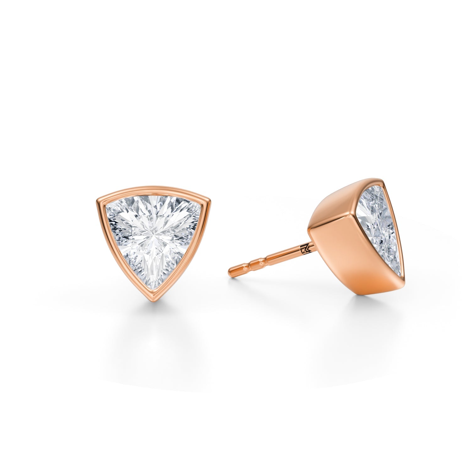 2.5 Carat Trillion Bezel Stud Lab Grown Diamond Earrings