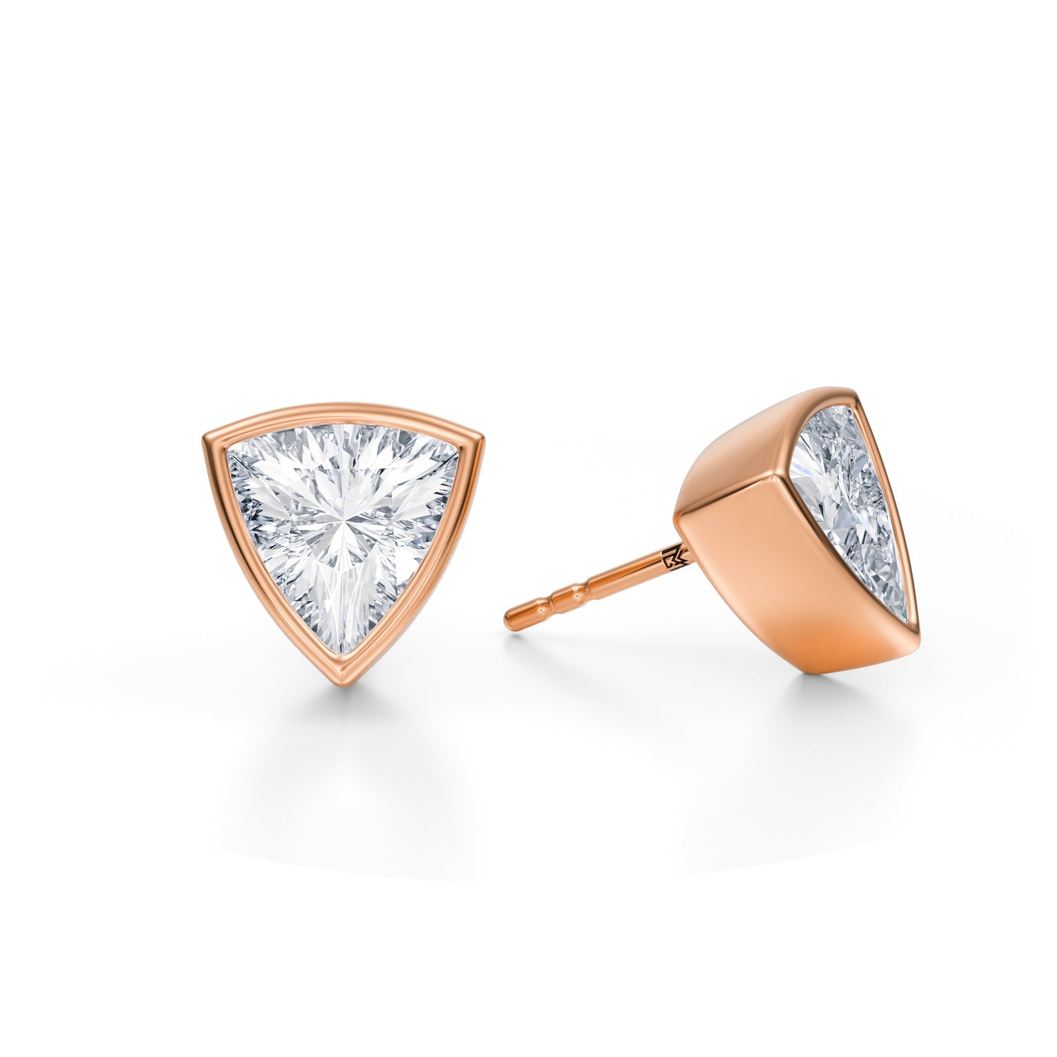 3 Carat Trillion Bezel Stud Lab Grown Diamond Earrings