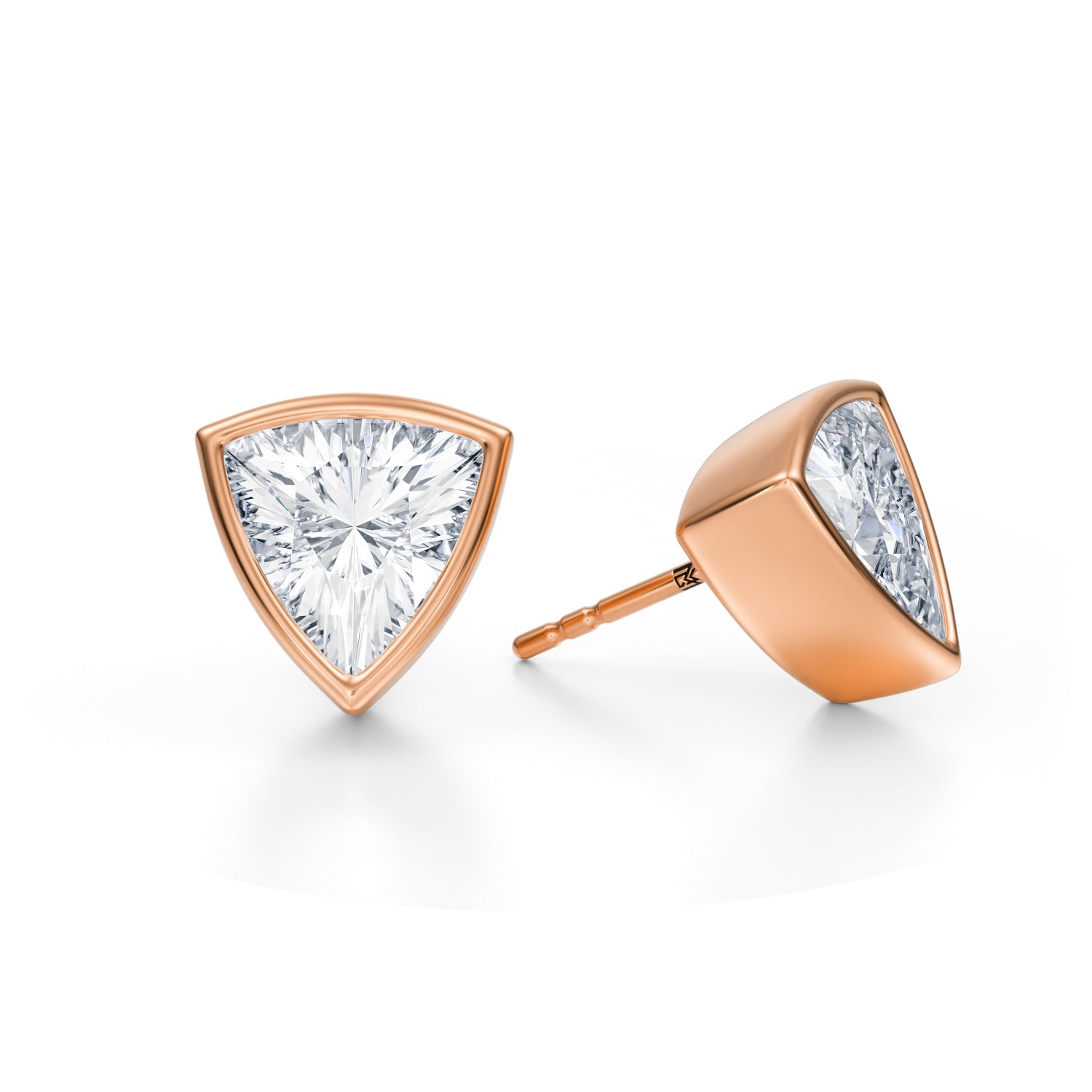 4 Carat Trillion Bezel Stud Lab Grown Diamond Earrings