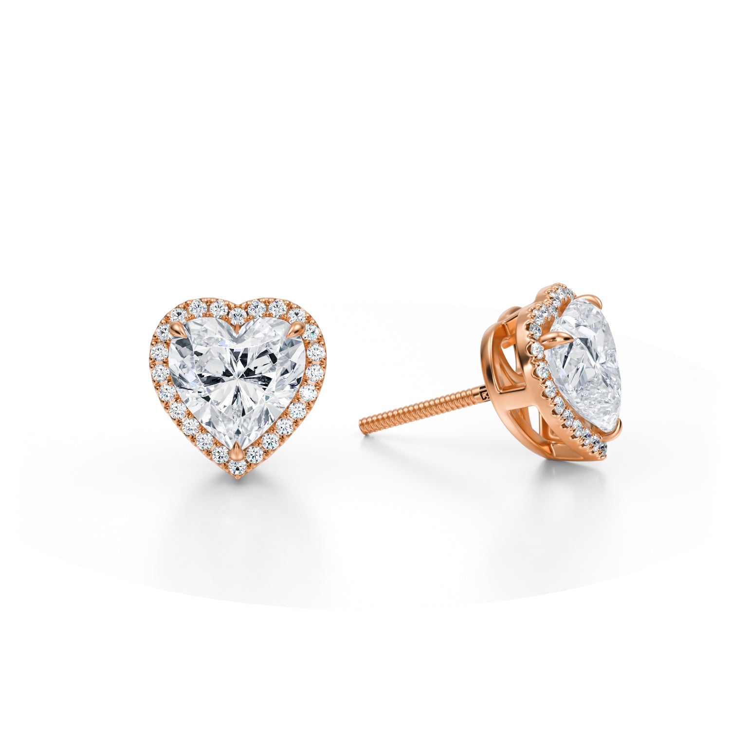 3 Carat Heart Shape  Halo Stud Earrings