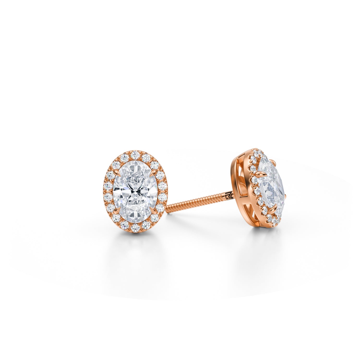 1.25 Carat Oval Halo Stud Earrings